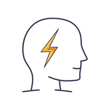 bir gök gürültüsü ile düz kişi profil illüstrasyonu