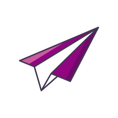 düz mor kağıt uçak beyaz üzerine