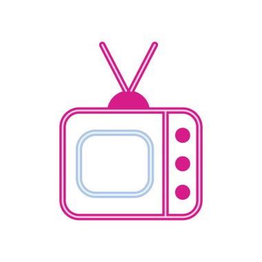 Düz neon TV dizaynı beyazın üzerinde