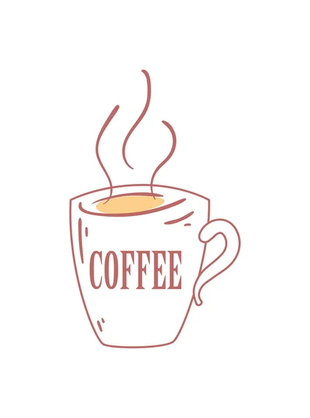 Düz Kahve Fincanı Resmi Beyaz Üzerine — Stok Vektör