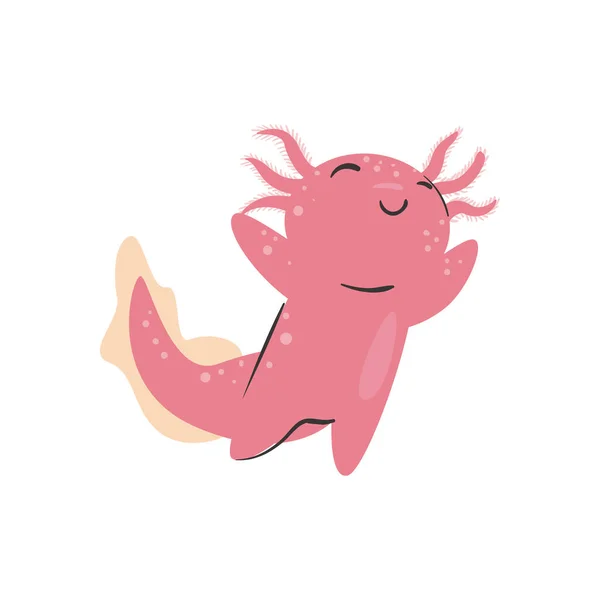 Επίπεδη Ευτυχισμένη Απεικόνιση Axolotl Πάνω Από Λευκό — Διανυσματικό Αρχείο