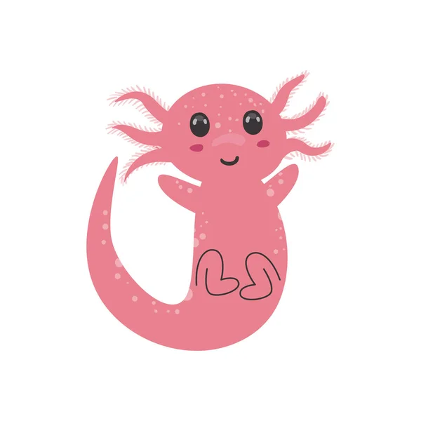 Conception Axolotl Mignon Plat Sur Blanc — Image vectorielle