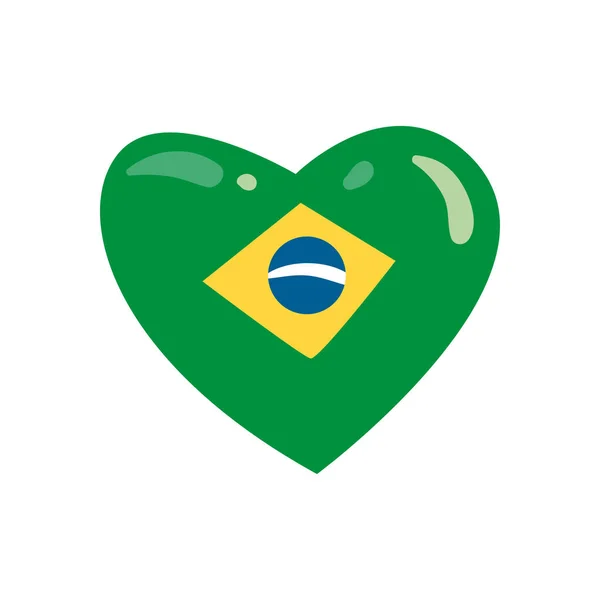 Ploché Brazilské Srdce Design Nad Bílou — Stockový vektor