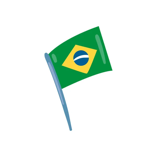 Düz Brezilya Bayrağı Beyaz Üzerine Dizayn — Stok Vektör