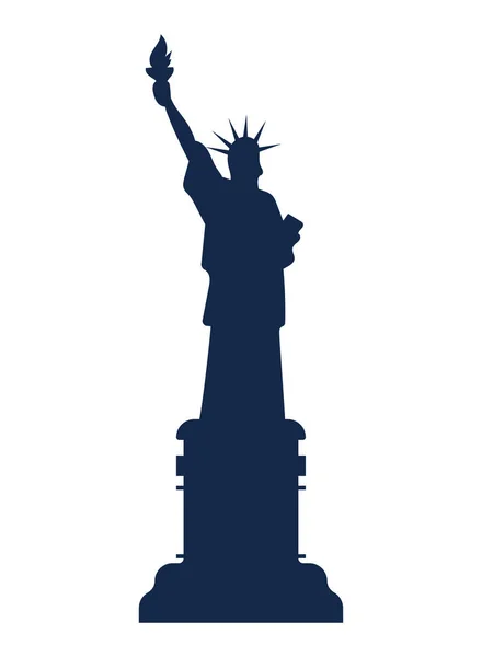 Liberty Statue Silhouette White — Stock Vector