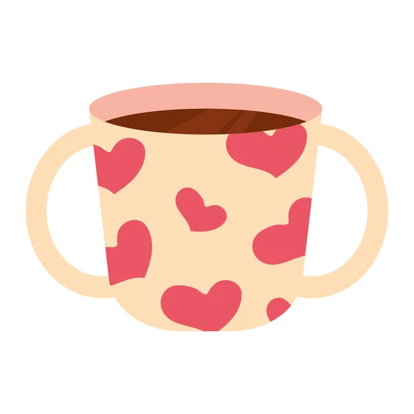 Coffee Cup Hearts White — Stock Vector