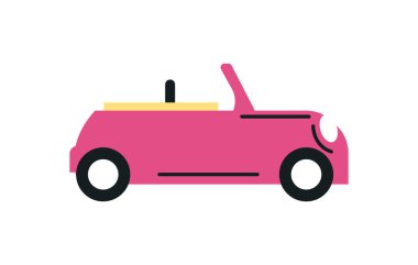 düz pembe araba tasarımı beyaz üzerine