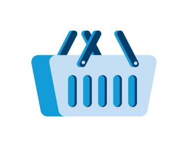 Düz mavi alışveriş sepeti beyaz üzerine