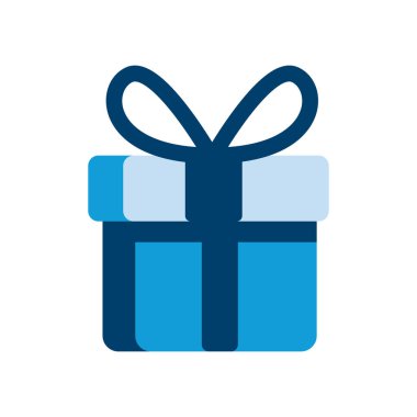 Düz mavi hediye kutusu beyaz üzerine