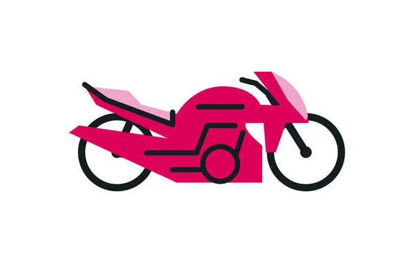 Flache Rosa Motorrad Illustration Über Weiß — Stockvektor