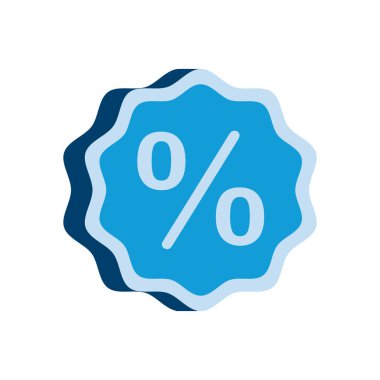 Düz mavi etiket beyaz üzerine