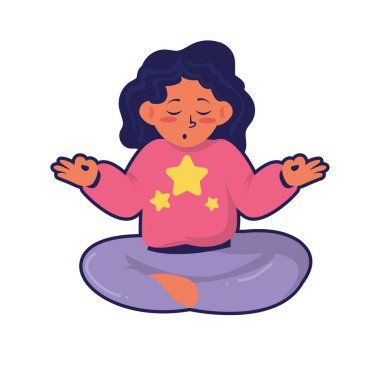 Rahat çocuk beyaz üzerine meditasyon yapıyor.