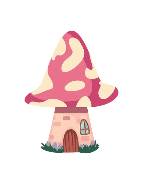 Fantasy Fungus Maison Sur Blanc — Image vectorielle