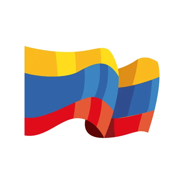 Bandera Plana Colombiana Ondeando Sobre Blanco — Vector de stock