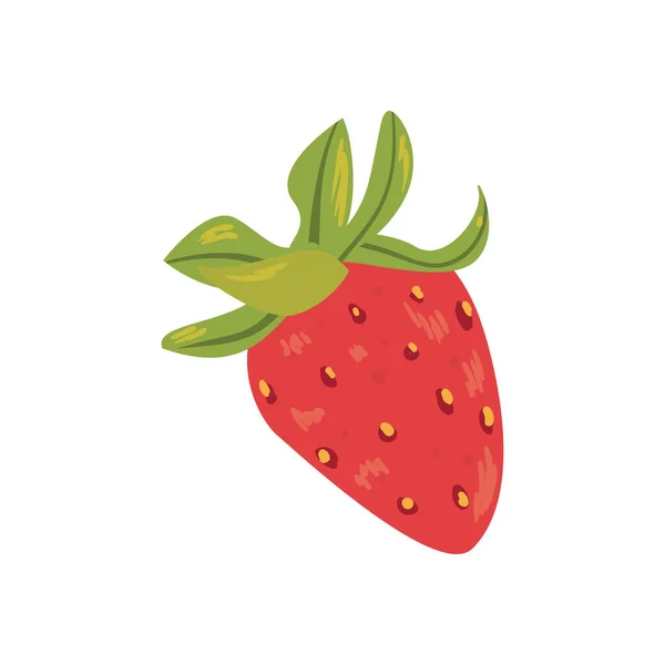 Flat Fresh Strawberry Design White — Stock Vector