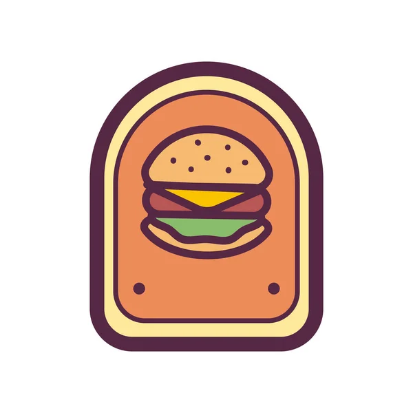 Lapos Hűvös Burger Jelvény Több Mint Fehér — Stock Vector