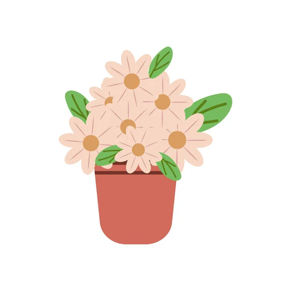 Fleurs Sur Pot Sur Blanc — Image vectorielle