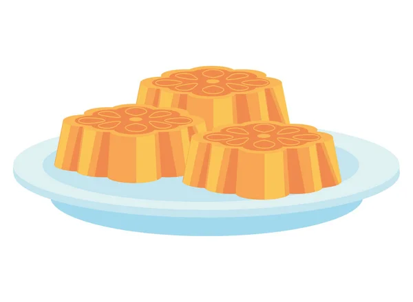 Tartas Luna Plato Sobre Blanco — Vector de stock