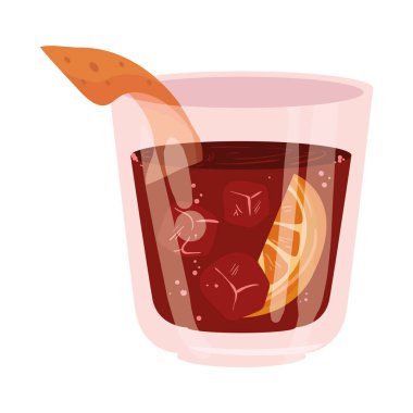 Beyaz üzerine soğuk negroni kokteyli.