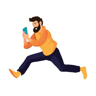 Beyazın üstünde akıllı telefonu olan adam.