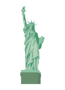 green liberty statue over white