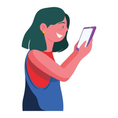 Akıllı telefonu beyaza tercih eden kadın.