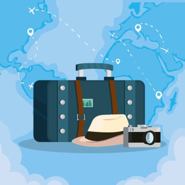 Tarihi yerleri olan turizm günü illüstrasyonu