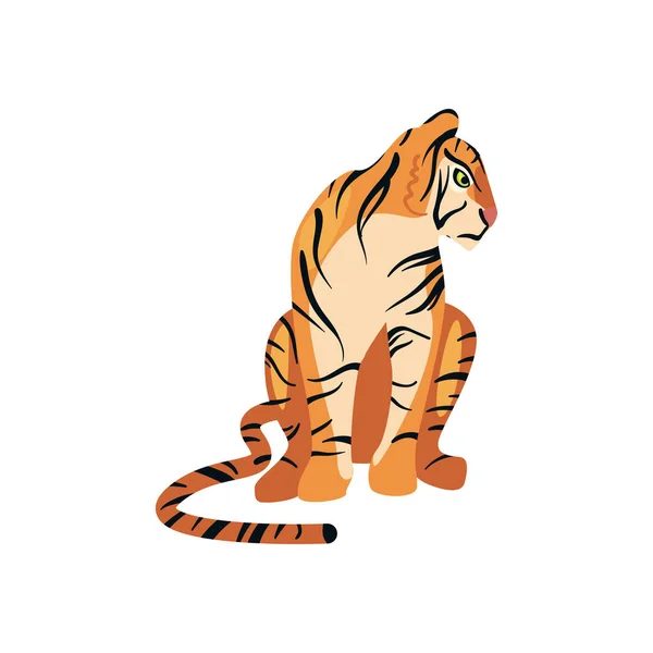 Diseño Tigre Grande Sobre Blanco — Vector de stock