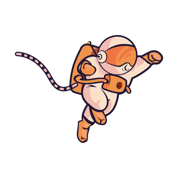 Oranye Desain Astronot Atas Putih - Stok Vektor