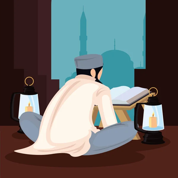 Cartel Man Reading Quran — Stock Vector