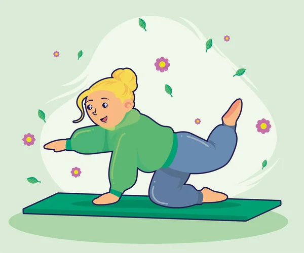 Kind Macht Yoga Mit Blumen — Stockvektor