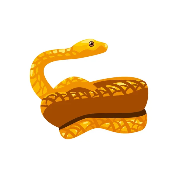 白の上に平らな黄色のヘビのデザイン — ストックベクタ
