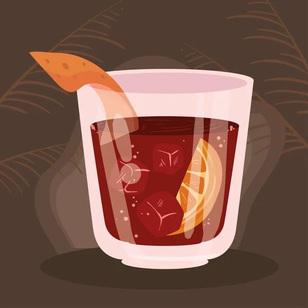Ilustração Negroni Cocktail Com Fatias Laranja — Vetor de Stock