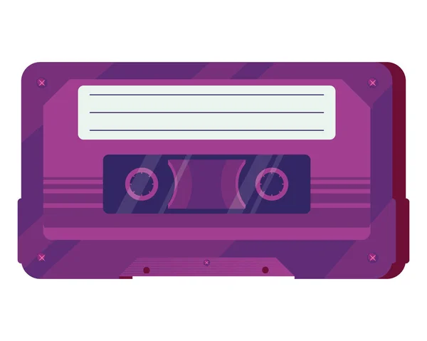 Paarse Cassette Ontwerp Wit — Stockvector