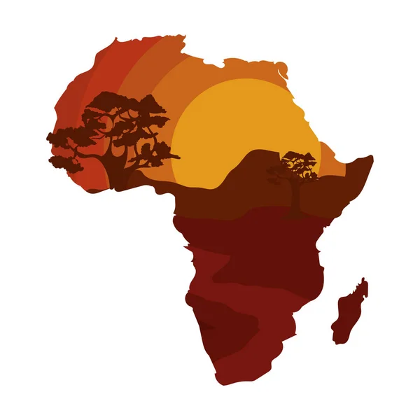 Desenho Mapa Africano Com Selva Africana —  Vetores de Stock