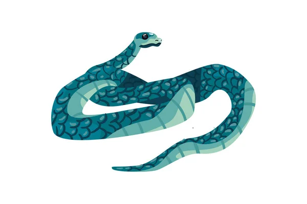 Design Plat Serpent Bleu Sur Blanc — Image vectorielle
