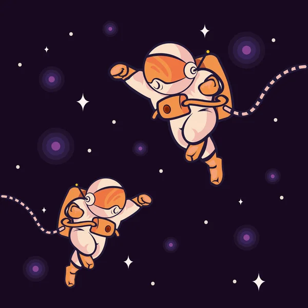 Astronautes Dans Espace Avec Jetpacks — Image vectorielle