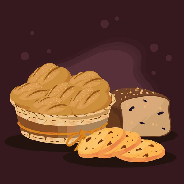 Affiche Cuisine Boulangerie Sur Brun — Image vectorielle