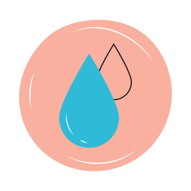 Beyaz arkaplanda su damlaları etiketi