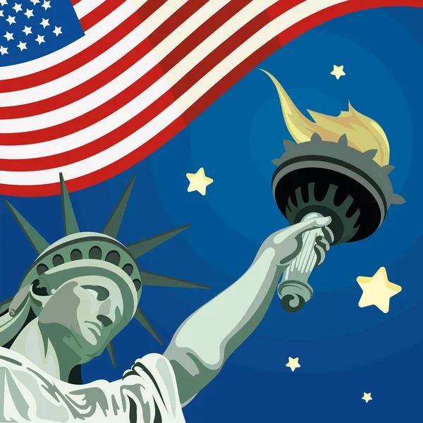 Αφίσα Ανεξαρτησίας Των Ηνωμένων Πολιτειών Άγαλμα Ελευθερίας — Διανυσματικό Αρχείο
