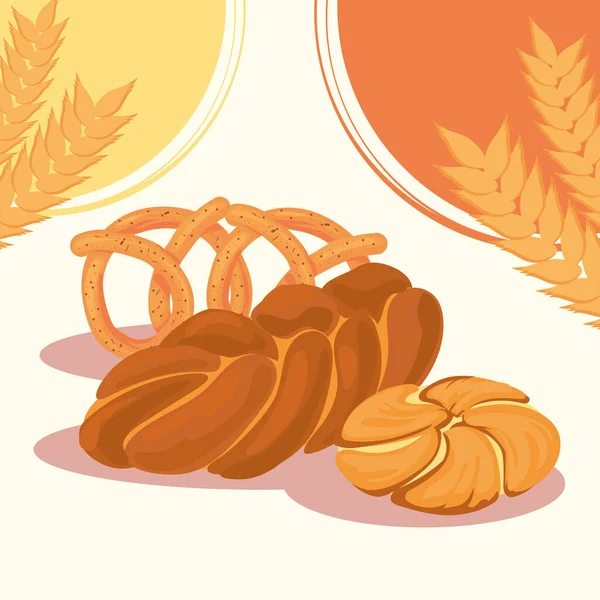 小麦叶烘烤食品海报 — 图库矢量图片