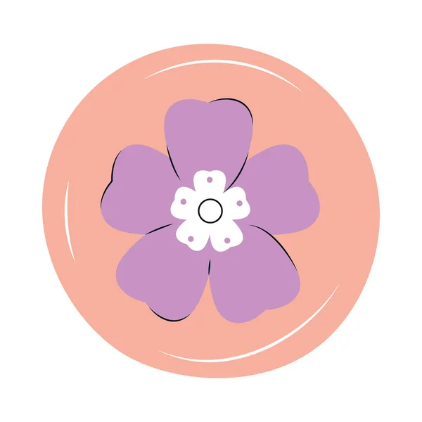 白い背景に紫色の花のラベル — ストックベクタ
