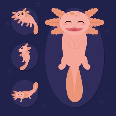 karikatür axolotls simgesi dizaynı
