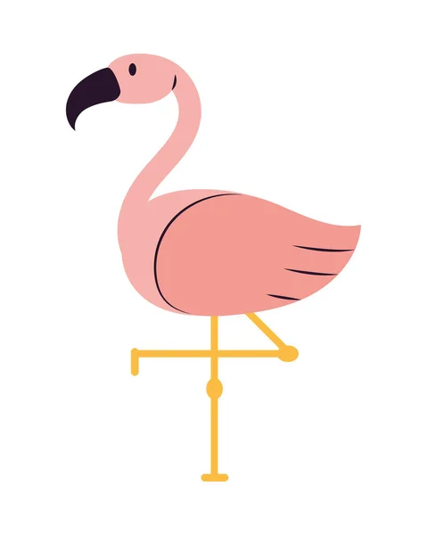 Cute Flamingo Icon White Background — Stock Vector