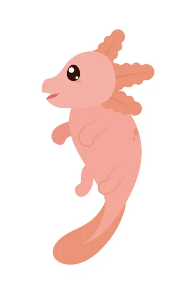 Heureux Axolotl Icône Animale Isolé — Image vectorielle