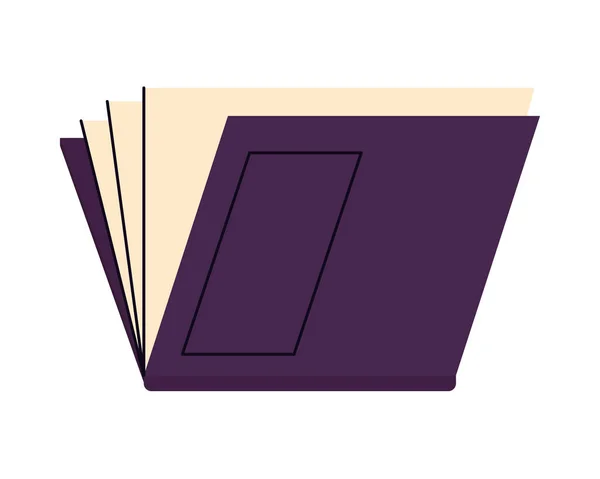 白い背景に紫色の本のアイコン — ストックベクタ
