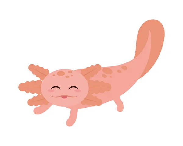 Mignon Axolotl Animal Sur Fond Blanc — Image vectorielle
