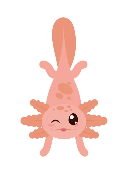 Axolotl Icône Souriante Sur Fond Blanc — Image vectorielle