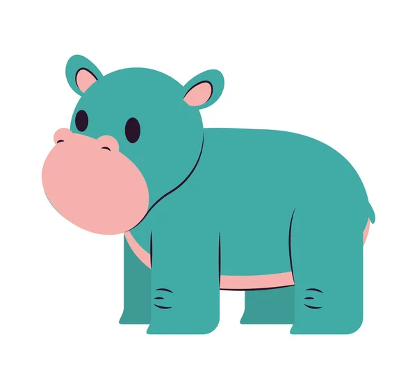 Mignonne Icône Hippopotame Sur Fond Blanc — Image vectorielle