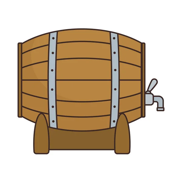 Иконка Деревянной Бочки Пива Белом Фоне — стоковый вектор
